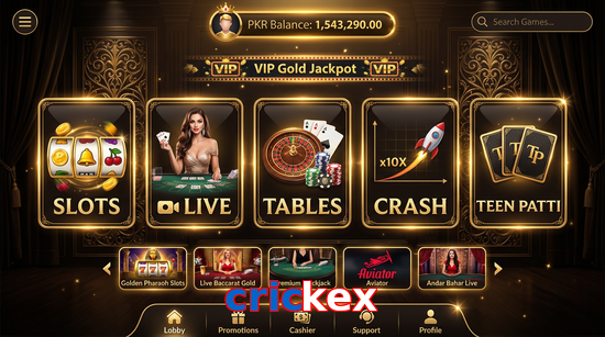 Main screen of Crickex casino page for PK players