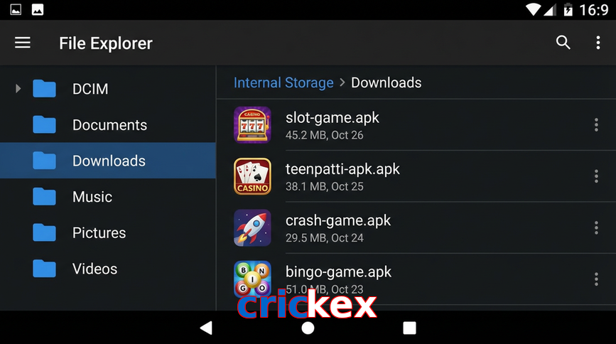 Main screen of Crickex gameapk page for PK players